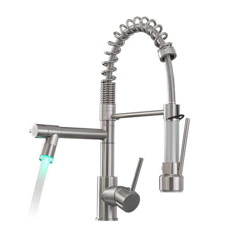 AIMADI Commercial Pull Down Kitchen Faucet Sprayer with LED Light,Single Handle Stainless Steel Kitchen Sink Faucets with Pull Down Sprayer,Suitable for Farmhouse Camper Laundry Rv Bar - Image 1